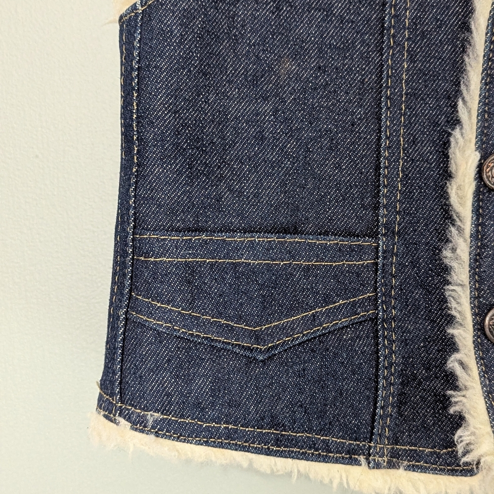 Kids Denim Vest with Faux Fur Sherpa‎ Lining 2T - Picture 4 of 10